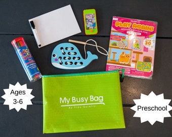 Preschooler Busy Bag- Restaurant and Travel Activity Kit- Screen-free Toys for Kids