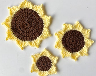 Sunflower Crochet Pattern - beginner friendly. Sizes small, medium and large. PDF PATTERN ONLY.