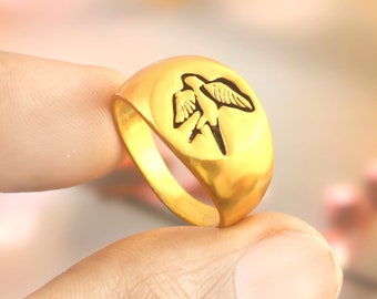 SWALLOW TATTOO RING - Fashion Ring Mens - Harry Styles Inspired Ring - Men Ring - Unisex Ring - Silver Ring Man - Fashion Jewellery Mens