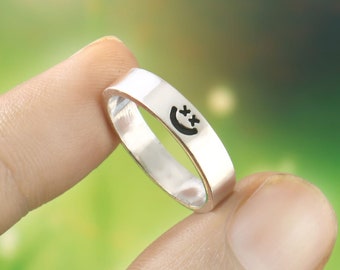 Happy Ring mit Gravur, Smiley Ring, Smile Face Ring, Streetwear Ring, Silberring, Siegelring, Modeschmuck