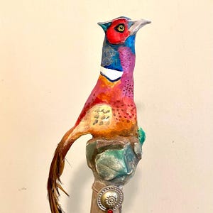 Pheasant Spirit Stick and Companion Stone - Spirit Animal/Totem as a Talking Stick/Healing Tool