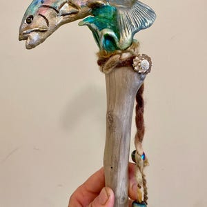 Rainbow Trout Spirit Stick and Companion Stone - Spirit Animal/Totem as a Talking Stick/Healing Tool