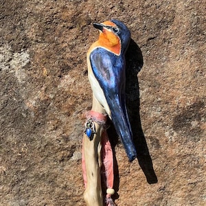 Barn Swallow Spirit Stick and Companion Stone - Spirit Animal/Totem as a Talking Stick/Healing Tool