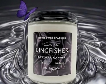 KINGFISHER, Quicksilver Insp. 8oz Candle, Booktok, Bookish, Romantasy, Osha, Kingfisher, Saeris, Fantasy, Little Osha, Brimstone, Fae