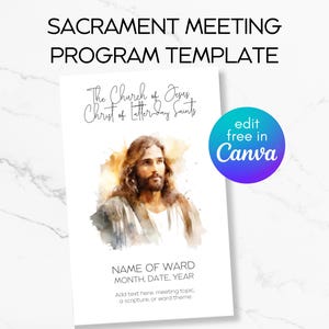 LDS Sacrament Meeting Program, Sacrament Meeting Template, Ward Bulletin Template Editable Sacrament Meeting Program Canva Editable Bulletin