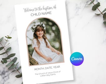 LDS Baptism Program, Editable Canva, Template, Baptism Program, Church of Jesus Christ Baptism Program, Baptism Program Gender Neutral
