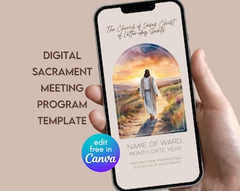 LDS Sacrament Meeting Program, Digital Sacrament Meeting Program Template, Ward Bulletin Template, Editable Sacrament Meeting Program