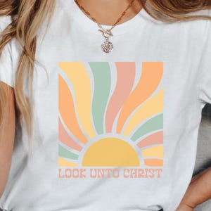 Thème jeunesse 2025, Look Unto Christ, Camp de jeunes filles filles, PNG, T-shirt, autocollants, chemise de camp pour filles, cadeau jeunes femmes, thème jeunesse SDJ