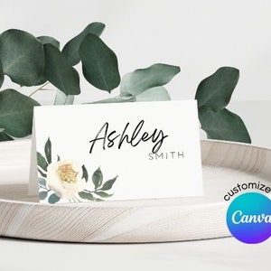 Wedding Place Cards, Greenery Wedding Place Cards, Place Cards for Wedding Dinner, Wedding Place Card Template, Wedding Place Card Editable