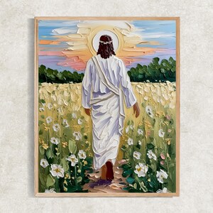 Considérant les lys, art mural chrétien, art religieux, art LDS, peinture chrétienne, art biblique, art numérique de Jésus, décoration murale chrétienne