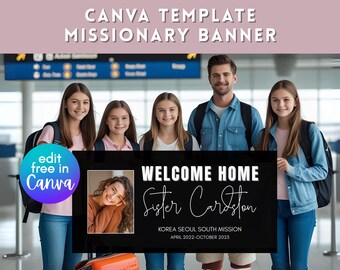 LDS Missionar Willkommen zu Hause Banner Vorlage, anpassbare Missionar Banner, Flughafen Banner für Missionar 36 x 72 Zoll Banner, digitaler Download