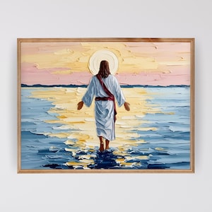 Jesus Walking on Water, Jesus Painting Christian Wall Art, Religious Art LDS Art, Christian Painting, Bible Art Jesus Digital Art Wall Decor