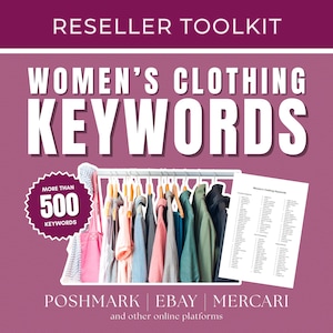 Reseller Keyword List, Keywords List for Clothing Resellers, Women&#39;s Clothing Seller Tools, Poshmark Seller Printable, Optimize SEO, Ebay