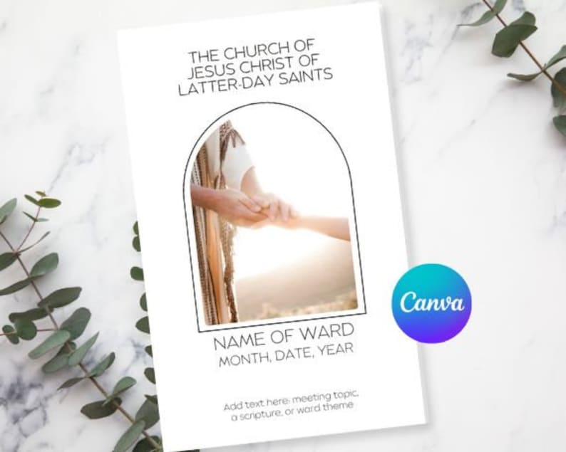 LDS Sacrament Meeting Program, Sacrament Meeting Template, Ward Bulletin Template, Editable