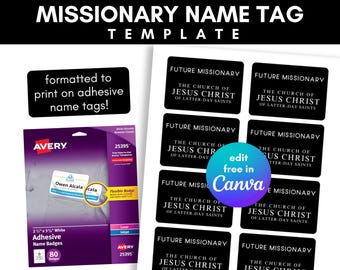 Missionary Name Tag, Future Missionary, Editable Missionary Name Tag, Canva Template, Missionary Activity, Youth Activity Primary Activity