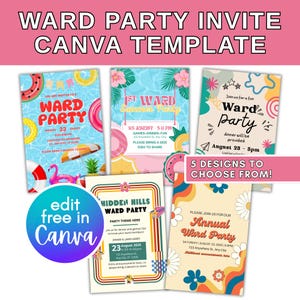 LDS Ward Party Invitation Template, Canva Template, Ward Activity Invite, Digital Invitation, Stake Activity Invite, Editable Invitation