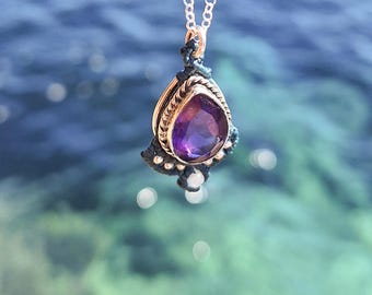 Colgante piedra Amatisita en plata de ley y macrame