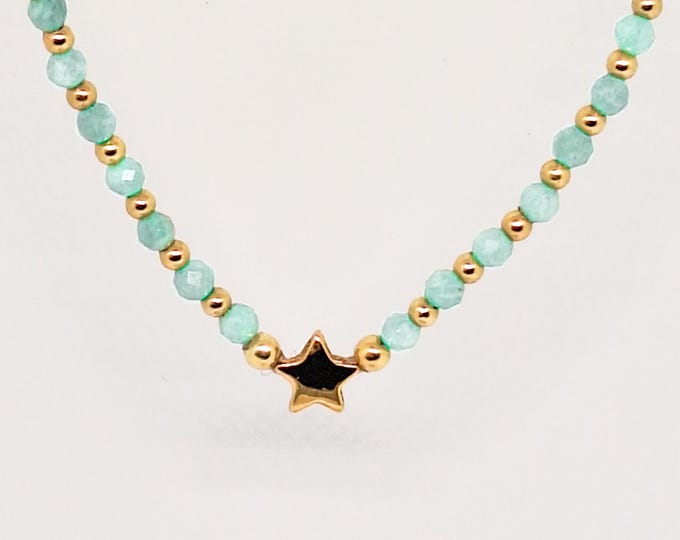 Featured listing image: Cosmic Star choker necklace in gold-plated sterling silver. Handmade macrame jewelry.