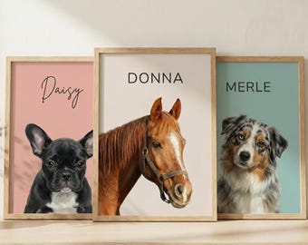 Retrato de mascota personalizado, recuerdo de mascota personalizado, regalo para amantes de los perros, retrato a partir de una foto, descarga digital