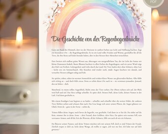 Historia del Puente del Arcoíris, pérdida de una mascota, arte conmemorativo, póster de duelo, póster conmemorativo de una mascota, regalo por la pérdida de una mascota, descarga digital