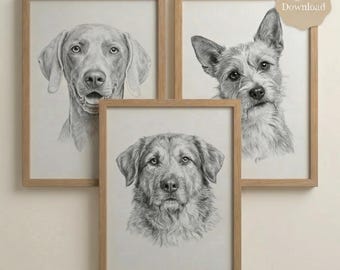 Retrato de mascota a lápiz a partir de una foto | Descarga digital | Retrato personalizado de perro o gato | Regalo para amantes de los animales
