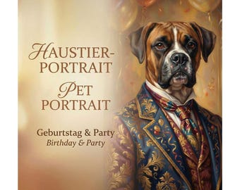 Retrato de mascota disfrazada, estilo pintura al óleo | Lámina enmarcada | Regalo de cumpleaños y Navidad, ideal para amantes de los perros y los gatos.