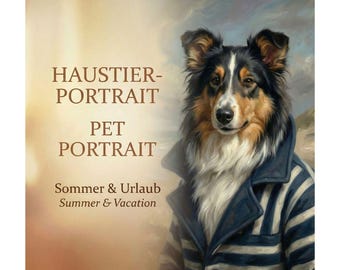 Retrato de mascota personalizado: Invierno y nieve | Elegante imagen de mascota al óleo | Impresión con marco incluido | Idea de regalo