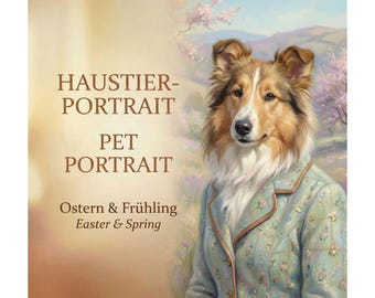 Disfraz de mascota, regalo de Pascua, retrato de perro, retrato de gato, cuadro personalizado, cuadro enmarcado, retrato a partir de una foto