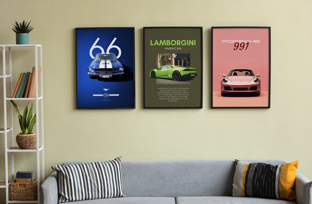 Set of 3 Car Posters. Inspired Posters Set for Automotive Lovers ...