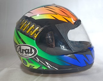 Super Rare Arai quantum Kazuto Sakata 1996 Timebomb 125cc Motogp Race Replica Motorcycle Helmet - Genuine used Motorbike collectible Japan