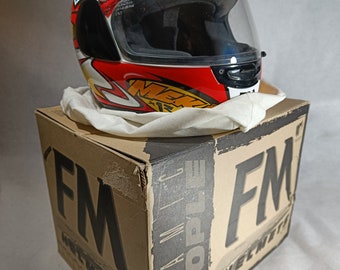 Super Rare in Box - Andreas Meki Meklau FM Race Replica Motorcycle Helmet - WSBK - Red Bull Motorbike collectible - Ducati 916 996 998