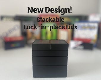 3D Printed Stackable Playing Card Storage Box - Modern Game, Scrapbook, Craft, Sewing, Quilting, Office, Garage Organizer Boxes