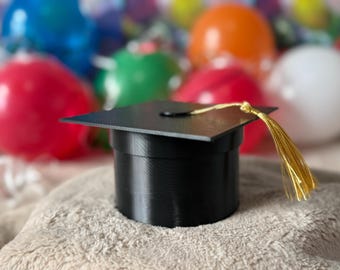 Graduation Cap Gift Box with Golden Tassel – 3D Printed Candy or Cash Holder – Grad Party Favor – Graduation Keepsake Box