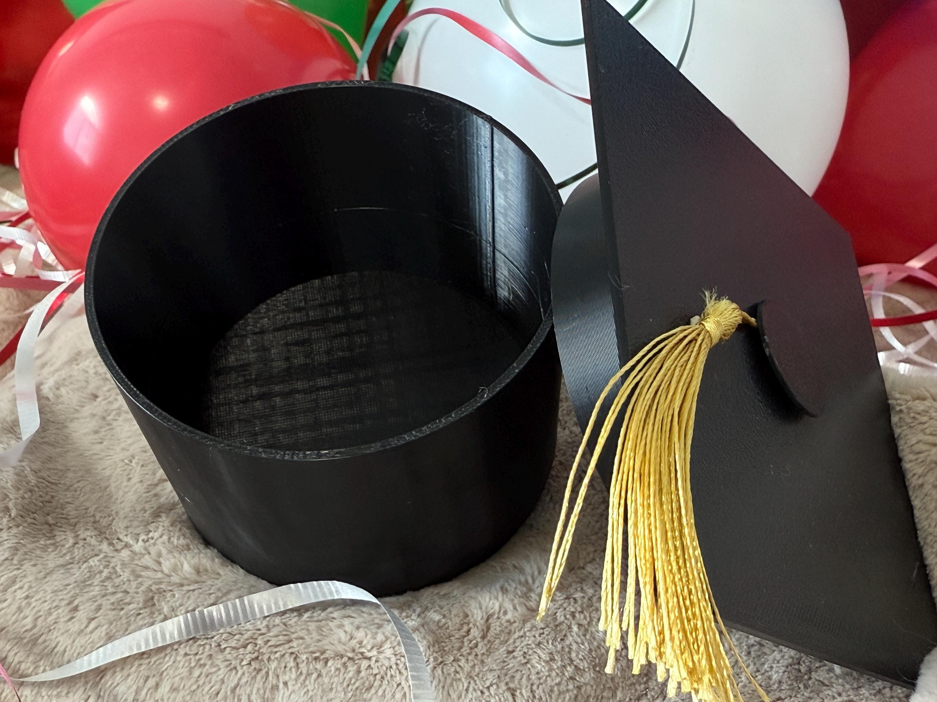 Graduation Cap Gift Box With Golden Tassel – 3D Printed Candy or Cash ...