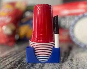 3D Printed Solo Mark Your Cup Holder with Marker Storage - Perfect for BBQ&#39;s, Catering, Parties, Reunions