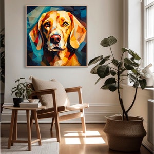 Colourful Cubism Labrador - Printable Wall Art For Canvas And Framing, Digital Download