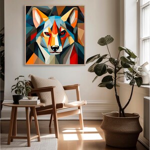 Colourful Cubism Fox - Printable Wall Art For Canvas And Framing, Digital Download