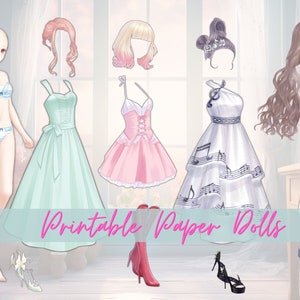 Printable Paper Dolls Anime, Digital PDF Prints, Instant Download Dress Up, Printable Activity Book for Girls