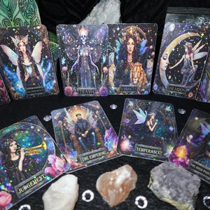 78 Medieval Gothic Fairy Tarot Card Deck, Holographic Tarot Card Deck, 22 Gothic Medieval Fairy Major Arcana Tarot Card Deck, FREE GIFT