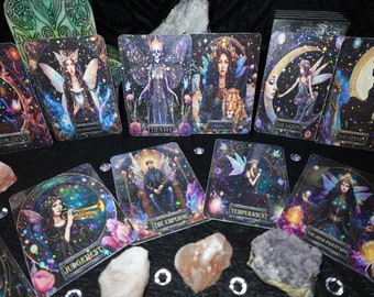 78 Medieval Gothic Fairy Tarot Card Deck, Holographic Tarot Card Deck, 22 Gothic Medieval Fairy Major Arcana Tarot Card Deck, FREE GIFT