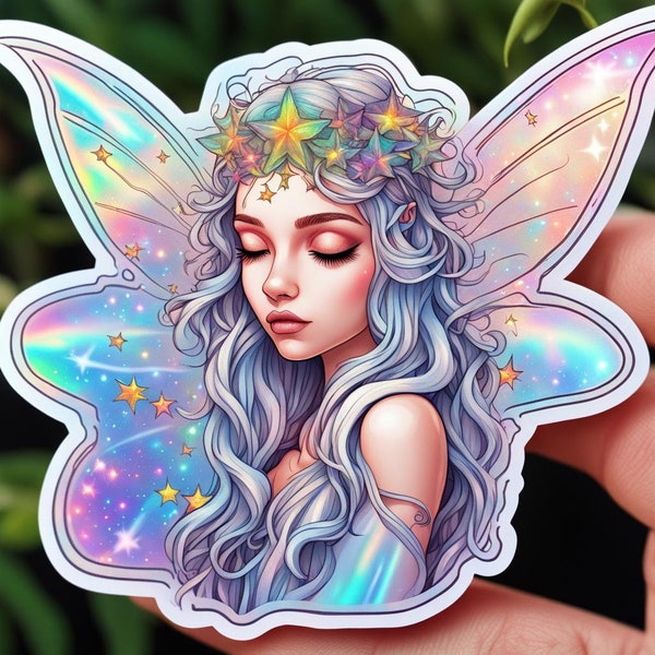 10-50 Holographic Fairy and Elf Stickers, Waterbottles, Projects, Gifts, note book stickers, laptops, gifts, stickers for kids