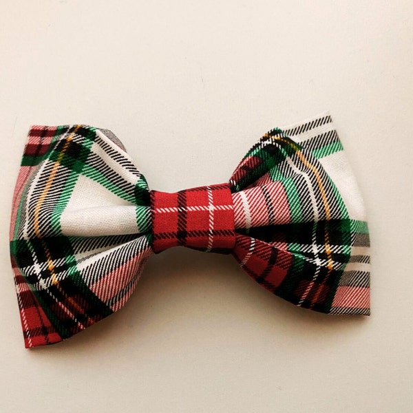 Christmas Red Green Plaid Large Hair Bow Barrette