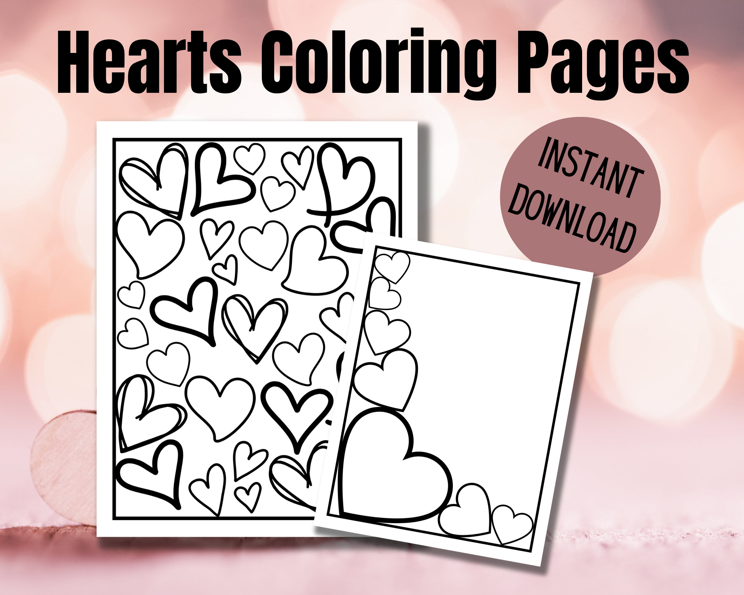 Hearts Coloring Pages - Etsy