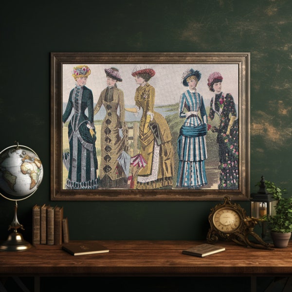 Dresses - 1880s Fashion - Vintage Style - Home Decor - 19th Century - Gift Ideas - Digital Print - 1886 - Vintage Clothes - Vintage Decor