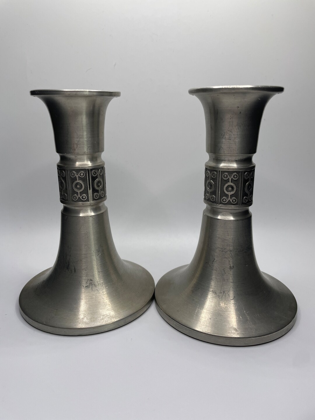 Norwegian Pewter Candle Holder Set Etsy