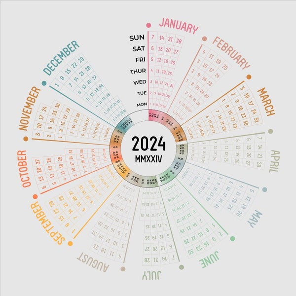 Circular Calendar Etsy