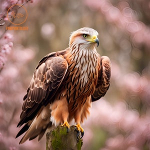 Bird Print Spring Collection: red kite. Printable Poster, Digital Print, Instant Download, British Wildlife Wall Art, Red Kite bird of prey