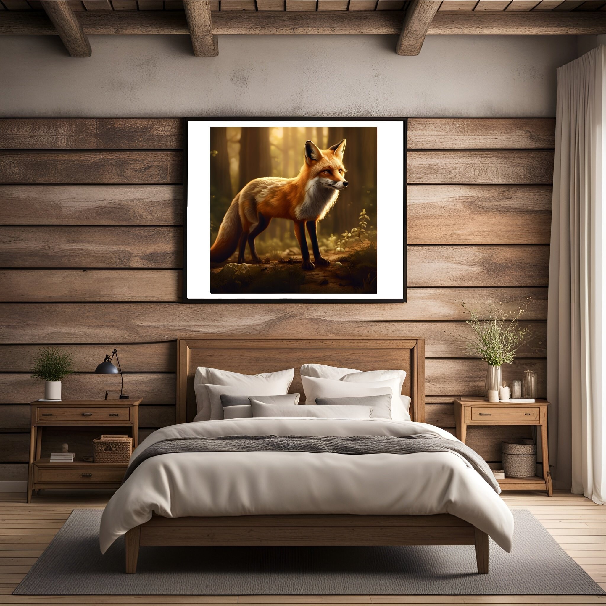 Rustic Fox Image Fox Print Woodland Wildlife Rustic Collection. Fox Wall Art Printable ...
