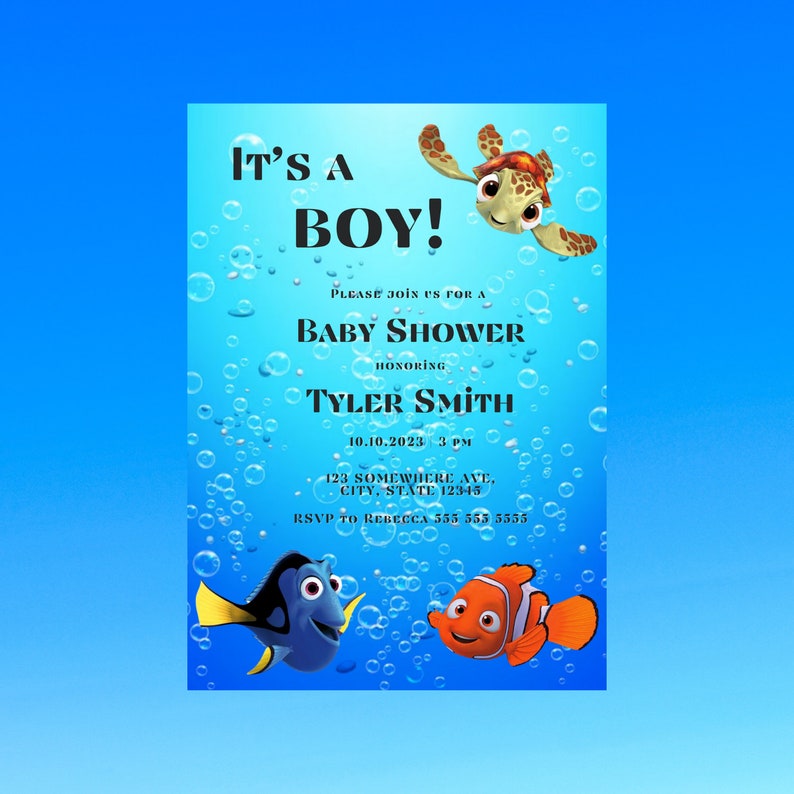 Finding Nemo Baby Shower Invitation, Editable, Instant Download ...