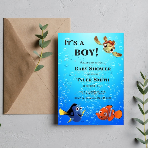 Finding Nemo Baby Shower Invitation, Editable, Instant Download, Printable Invite